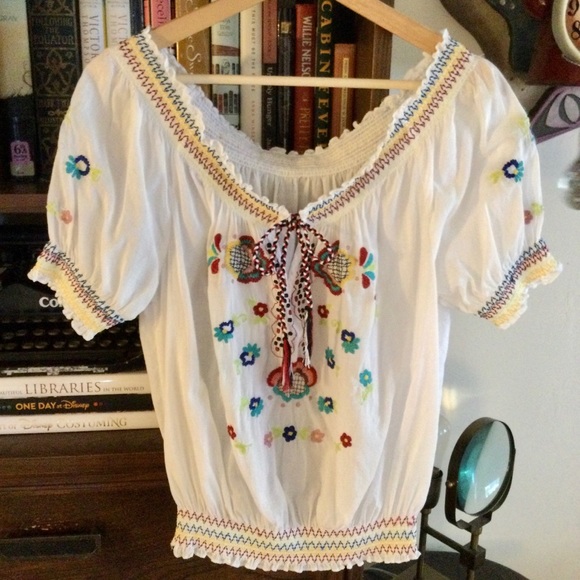 Embroidered Peasant Top - Picture 3 of 5